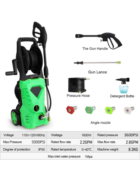 Limpiador a Presión Imdot 2025 5000 PSI 10.6 L/min Verde Claro