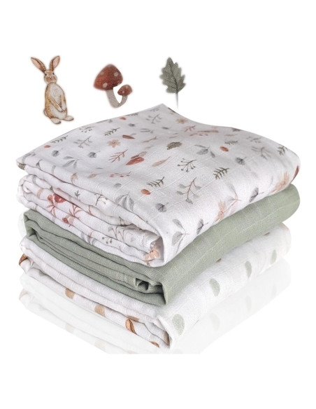 Mantas de Muselina Kiddolove - 3 Piezas 119.38cm - Suaves y Transpirables