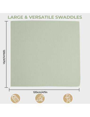 Mantas de Muselina Kiddolove - 3 Piezas 119.38cm - Suaves y Transpirables