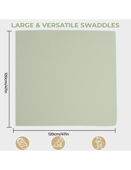 Mantas de Muselina Kiddolove - 3 Piezas 119.38cm - Suaves y Transpirables