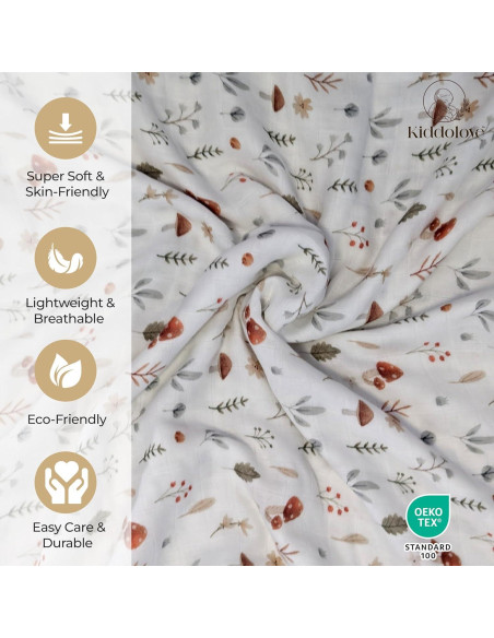 Mantas de Muselina Kiddolove - 3 Piezas 119.38cm - Suaves y Transpirables