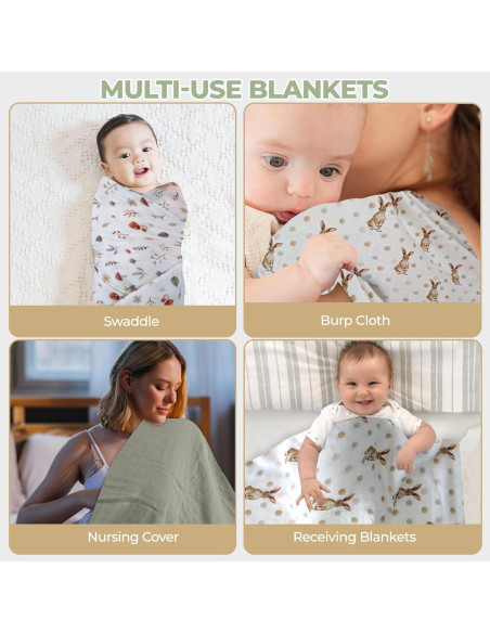 Mantas de Muselina Kiddolove - 3 Piezas 119.38cm - Suaves y Transpirables