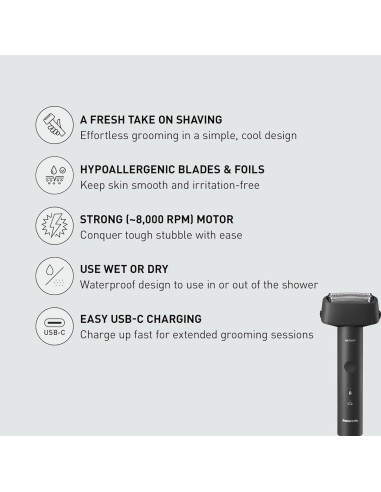 Afeitadora Eléctrica Panasonic ES-RM3B-K Húmeda y Seca