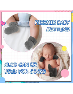 12 Pares de Mitones para Bebés Prematuros Eurzom Algodón 2