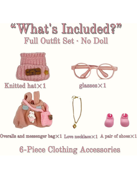 Conjunto Sweetheart Rosa para Muñeca de 17cm - 6 Piezas