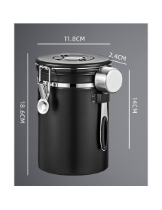 Contenedor Hermético de Café TacoMynxify 1800ml con Cucharada 2