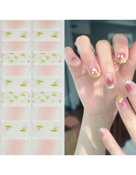 Calcomanías de Uñas de Gel Primavera NEWSPIED 20 Pcs Floral