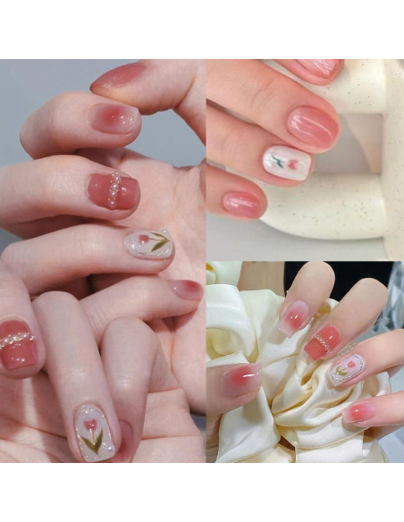 Calcomanías de Uñas de Gel Primavera NEWSPIED 20 Pcs Floral