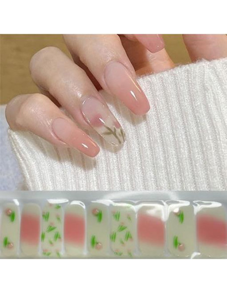 Calcomanías de Uñas de Gel Primavera NEWSPIED 20 Pcs Floral