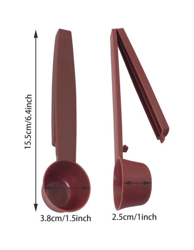 4 Cucharas de Plástico 2 en 1 con Clip de Sellado 10g