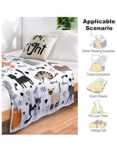 Manta de Franela para Niños Probiotics 127x102 cm Gato