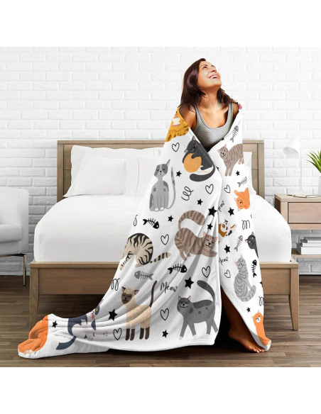 Manta de Franela para Niños Probiotics 127x102 cm Gato