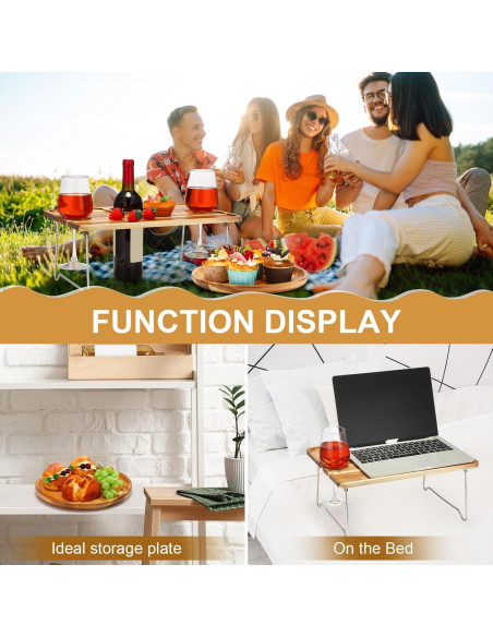 Mesa de picnic plegable Willinglong con bandeja de acacia