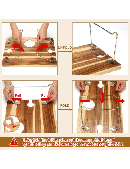 Mesa de picnic plegable Willinglong con bandeja de acacia