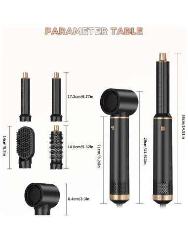 Cepillo Secador 5-en-1 Welltop WT-638 Iones Negativos 800W