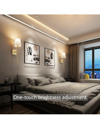 Juego de 2 apliques de pared Irotine dorados recargables