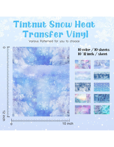 Vinilo de Transferencia de Calor Tintnut Copo de Nieve 10 Hojas 30.48x25.4cm