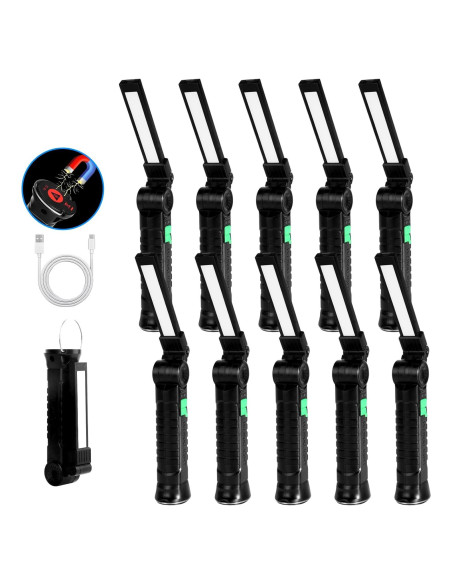 Luz de Trabajo Recargable KunHe - Paquete de 10, 4 Modos