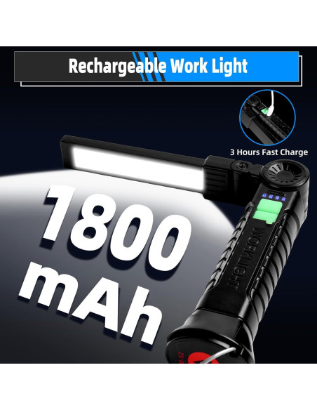 Luz de Trabajo Recargable KunHe - Paquete de 10, 4 Modos