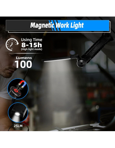 Luz de Trabajo Recargable KunHe - Paquete de 10, 4 Modos