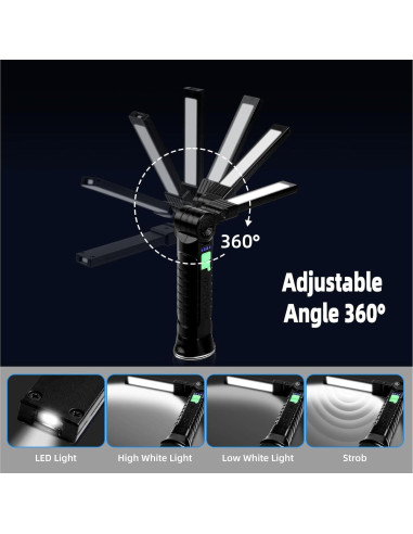 Luz de Trabajo Recargable KunHe - Paquete de 10, 4 Modos