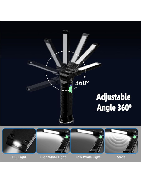 Luz de Trabajo Recargable KunHe - Paquete de 10, 4 Modos