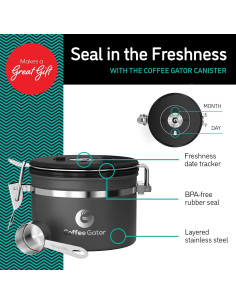 Contenedor de Café Hermético Coffee Gator 311g Negro 2