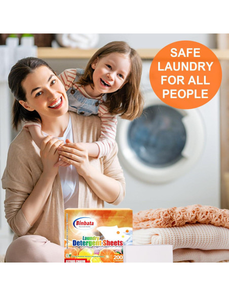 Hojas de detergente ecológico Binbata 200 cargas aroma cítrico