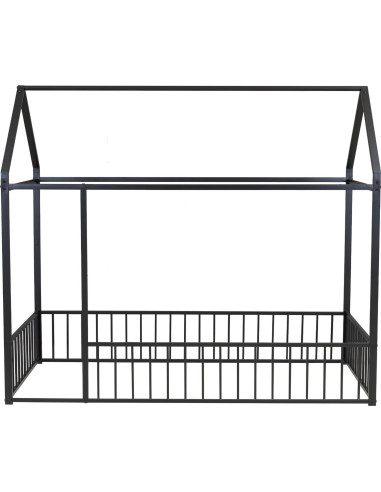 Cama de Metal Twin Merax con Cerca Casa para Niños - Negro