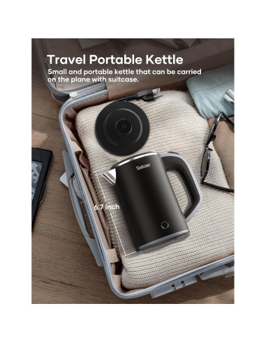 Hervidor Eléctrico Sekaer V01-B 0.8L Acero Inoxidable Portátil