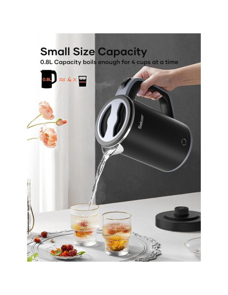 Hervidor Eléctrico Sekaer V01-B 0.8L Acero Inoxidable Portátil