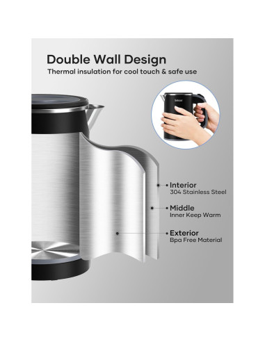 Hervidor Eléctrico Sekaer V01-B 0.8L Acero Inoxidable Portátil