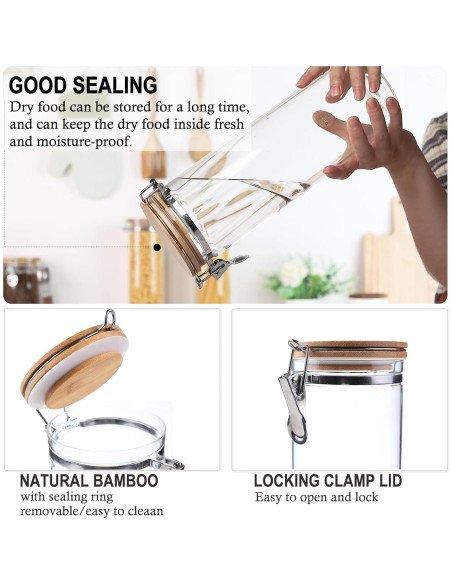 Set 3 Tarros de Vidrio Hermético KKC 800 ml con Cucharas Set 3 Tarros de Vidrio Hermético KKC 800 ml con Cucharas