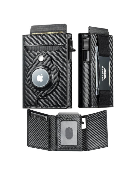 Billetera Inteligente Airtag Hombre J005-smart RFID Negra