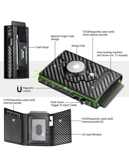 Billetera Inteligente Airtag Hombre J005-smart RFID Negra