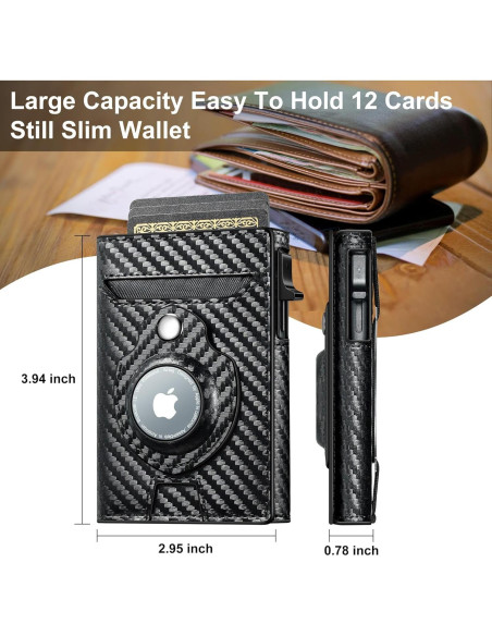 Billetera Inteligente Airtag Hombre J005-smart RFID Negra