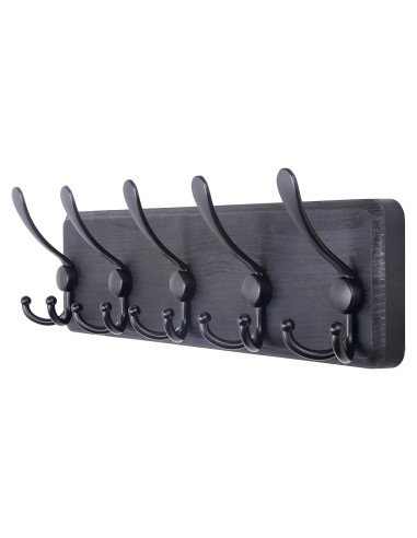 Perchero de Pared Rústico SKOLOO con 5 Ganchos Triples 40.64 cm