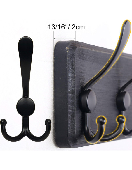 Perchero de Pared Rústico SKOLOO con 5 Ganchos Triples 40.64 cm