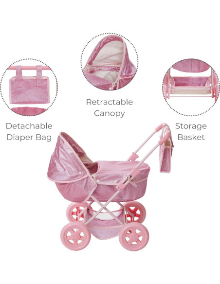 Cuna de Muñeca 2 en 1 Olivia's Little World Rosa Fucsia