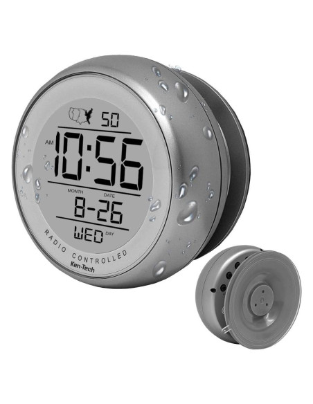 Reloj Atómico Digital Ken-Tech T-4660 Plata Resistente Agua