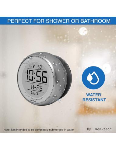 Reloj Atómico Digital Ken-Tech T-4660 Plata Resistente Agua