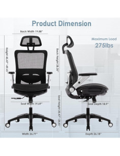 Silla de Oficina Ergonómica COLAMY 2577F con Reposapiés Negro 2