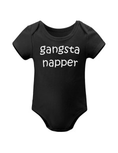 Bodysuit Bebé Unisex Gangsta Napper 100% Algodón 3 Meses Negro
