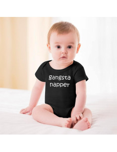 Bodysuit Bebé Unisex Gangsta Napper 100% Algodón 3 Meses Negro 2