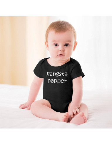 Bodysuit Bebé Unisex Gangsta Napper 100% Algodón 3 Meses Negro