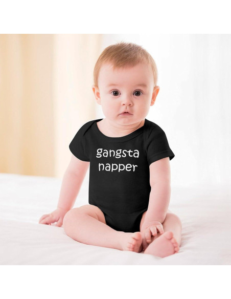Bodysuit Bebé Unisex Gangsta Napper 100% Algodón 3 Meses Negro