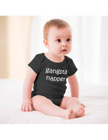 Bodysuit Bebé Unisex Gangsta Napper 100% Algodón 3 Meses Negro