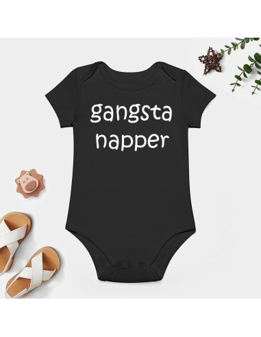 Bodysuit Bebé Unisex Gangsta Napper 100% Algodón 3 Meses Negro