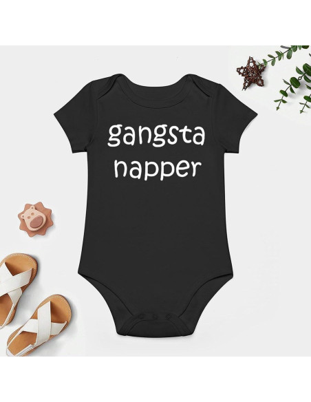 Bodysuit Bebé Unisex Gangsta Napper 100% Algodón 3 Meses Negro