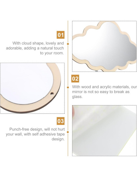 Espejo Nube de Madera FOMIYES 38.1x24.9 cm Antideslizante